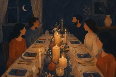 Warm Candlelit Table for Intimate Gathering