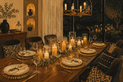 Warm Candlelit Table for Intimate Gathering