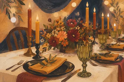 Warm Candlelit Table for Intimate Gathering