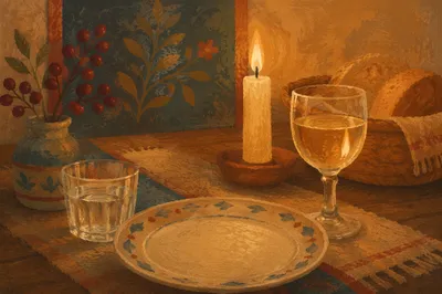 Warm Candlelit Dinner Table Background