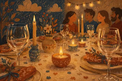 Warm Candlelit Table for Intimate Gathering