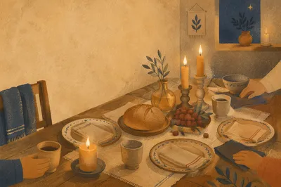 Warm Candlelit Christian Table Gathering