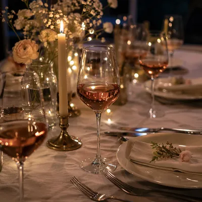 Candlelit Rosé Table for Intimate Gathering