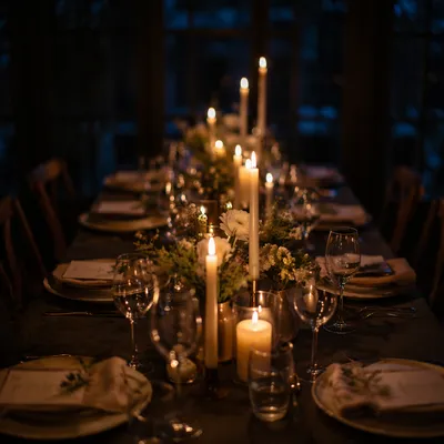 Candlelit Intimate Dinner Table Background