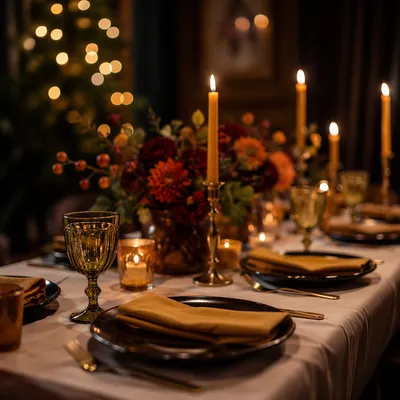 Warm Candlelit Table for Intimate Gathering