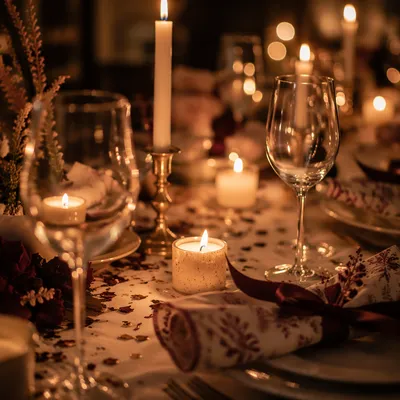 Warm Candlelit Table for Intimate Gathering