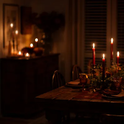 Warm Candlelit Table for Intimate Gathering