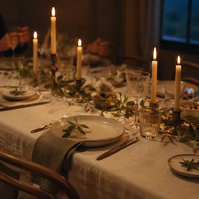 Candlelit Dinner Table Background for Gatherings