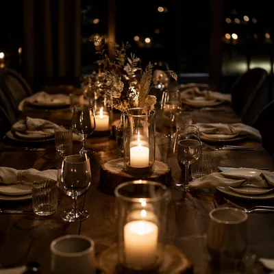 Candlelit Dinner Table in Warm Ambience