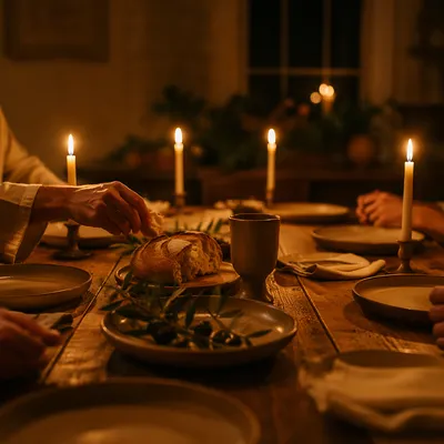 Warm Candlelit Christian Fellowship Table