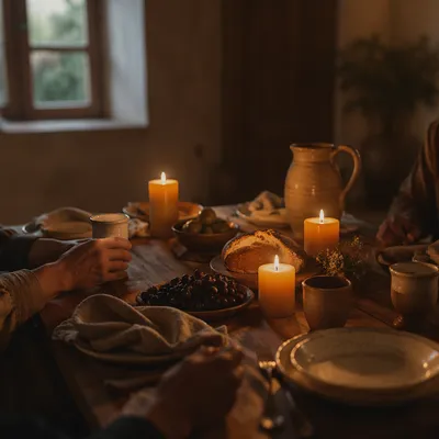 Warm Candlelit Christian Table Gathering