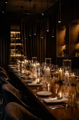 Warm Candlelit Dining Table Background
