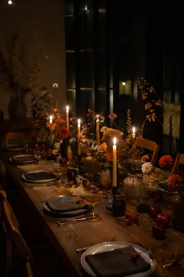 Warm Candlelit Dinner Table Background