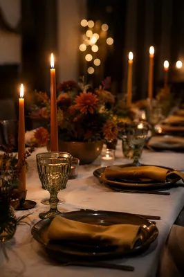 Warm Candlelit Dinner Table Background