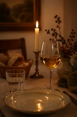 Warm Candlelit Dinner Table Background