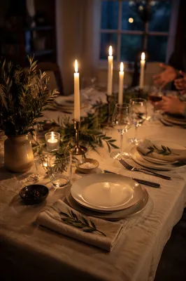Candlelit Dinner Table for Intimate Gathering