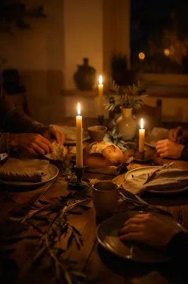 Warm Candlelit Christian Fellowship Table