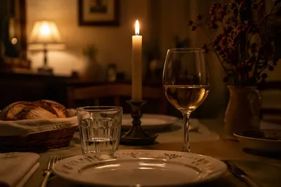 Warm Candlelit Dinner Table Background