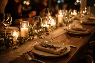 Warm Candlelit Table Background for Gatherings