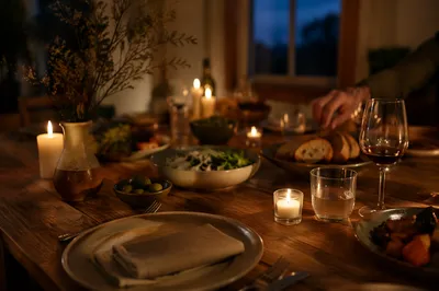 Warm Candlelit Table Background for Gathering
