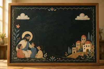 Warm Chalkboard Church Announcement Background