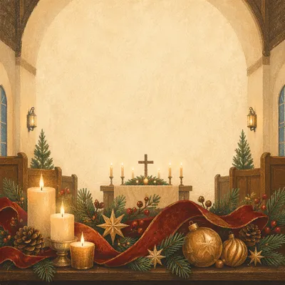 Christmas Decor with Candles in Chapel