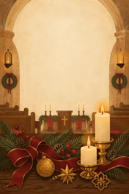 Christmas Decor with Candles in Chapel