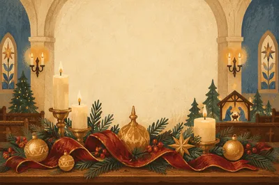 Christmas Decor with Candlelit Chapel Bokeh