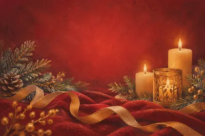 Red Velvet Christmas Still Life Background