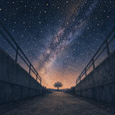 Milky Way Over Quiet Concrete Path