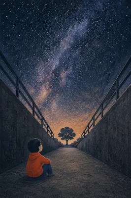 Milky Way Over Quiet Concrete Path