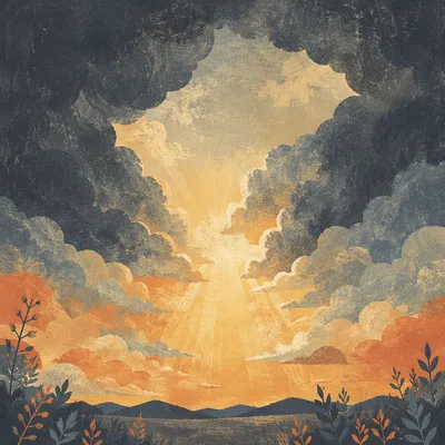 Dramatic Cloudy Sky with Golden Light