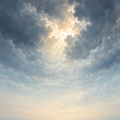 Dramatic Cloudy Sky with Sunlight Break