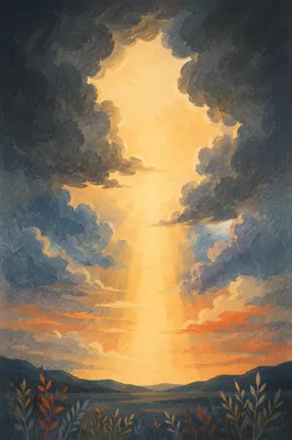 Dramatic Cloudy Sky with Golden Light