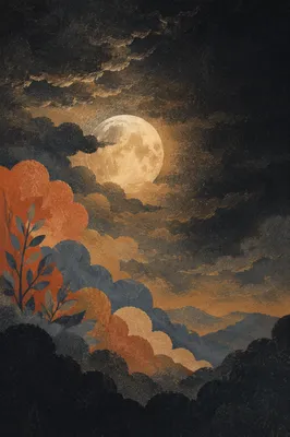 Full Moon Behind Storm Clouds