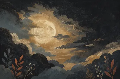 Full Moon Behind Dramatic Storm Clouds