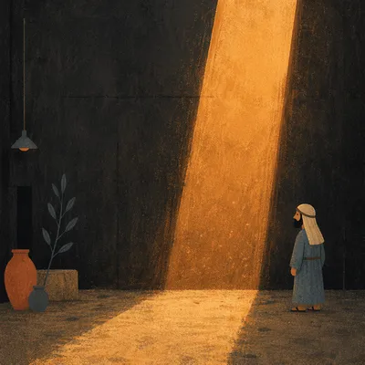 Dramatic Amber Light on Concrete Wall