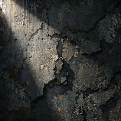 Dramatic Light Beam on Fractured Concrete Wall