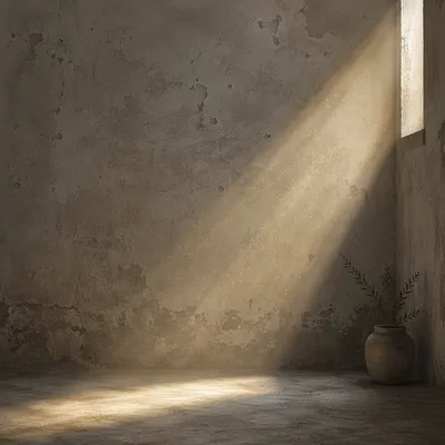 Dramatic Light Beam on Weathered Chapel Wall