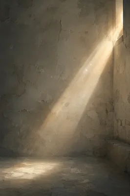 Dramatic Light Beam on Concrete Chapel Wall