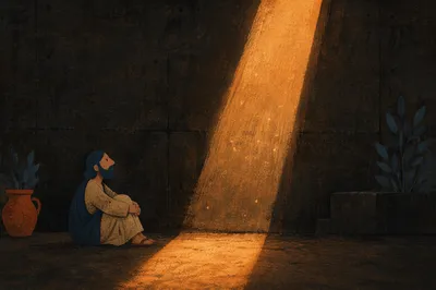 Dramatic Amber Light on Concrete Wall