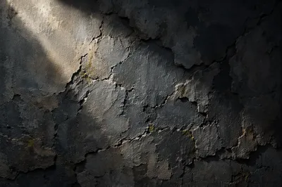 Dramatic Light Beam on Cracked Concrete Wall
