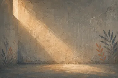 Warm Light Beam on Concrete Prayer Wall