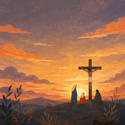 Dramatic Cross Silhouette at Sunset Sky