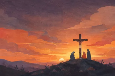 Dramatic Cross Silhouette at Sunset Sky