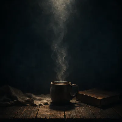 Dark Moody Mug with Rising Steam