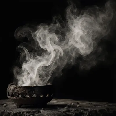 Dense White Smoke on Black Background