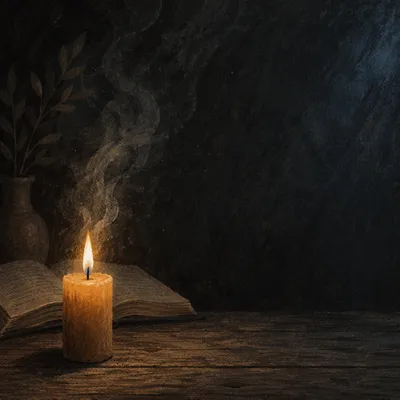 Single Candle with Smoke on Table
