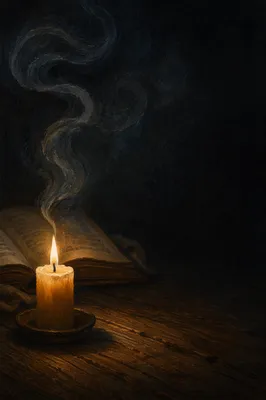 Single Candle with Smoke on Table