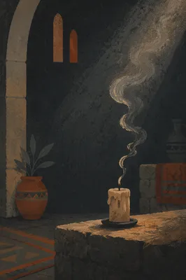 Extinguished Candle Smoke in Moody Sanctuary